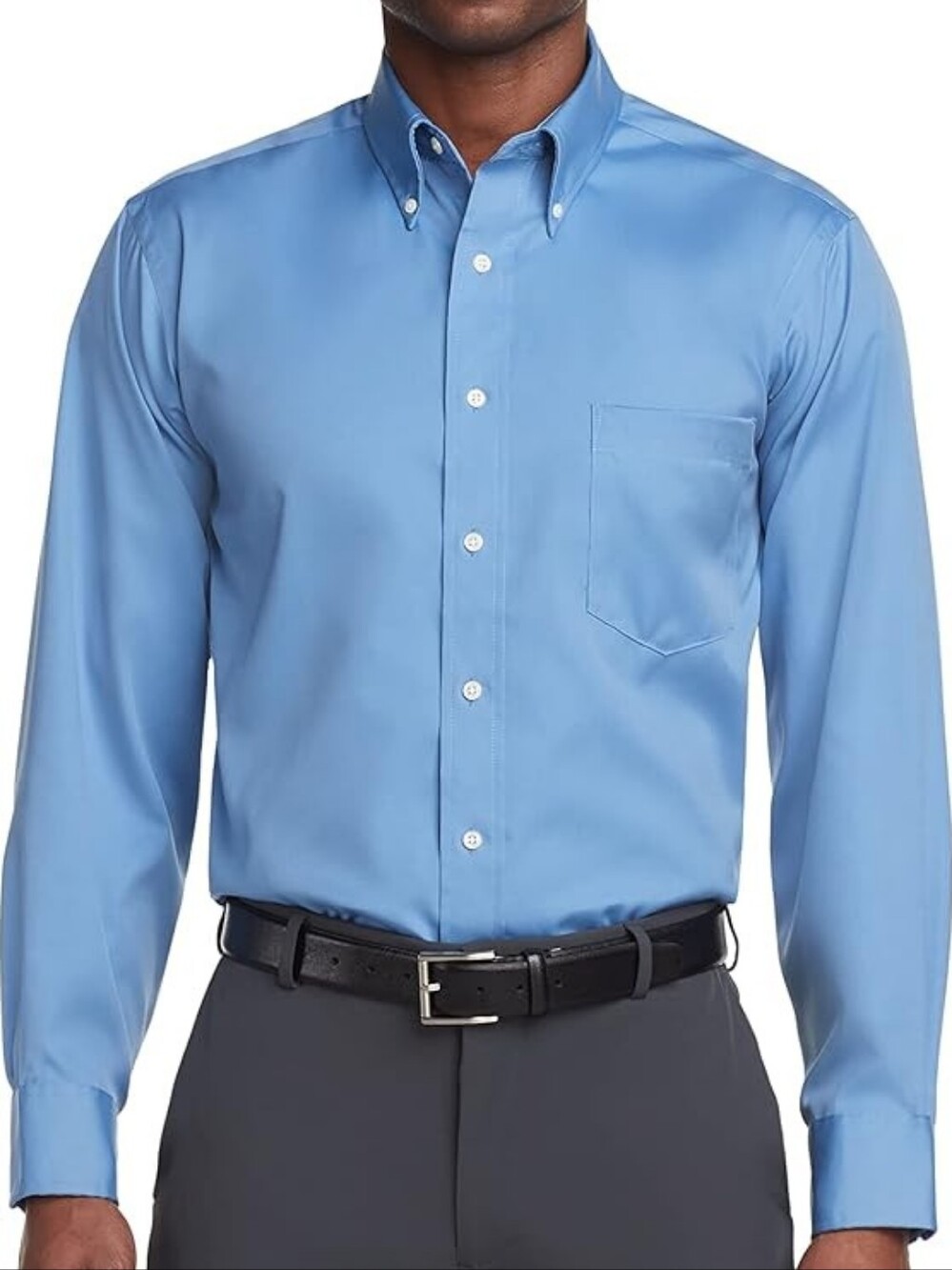 Men's Agenda Micro-Fibre Size Medium (15-15.5) Blue Button Down Collared Shirt